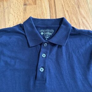 COOLIBAR Men's Navy Blue Long Sleeve UPF 50+ Protection Polo Shirt Size Medium
